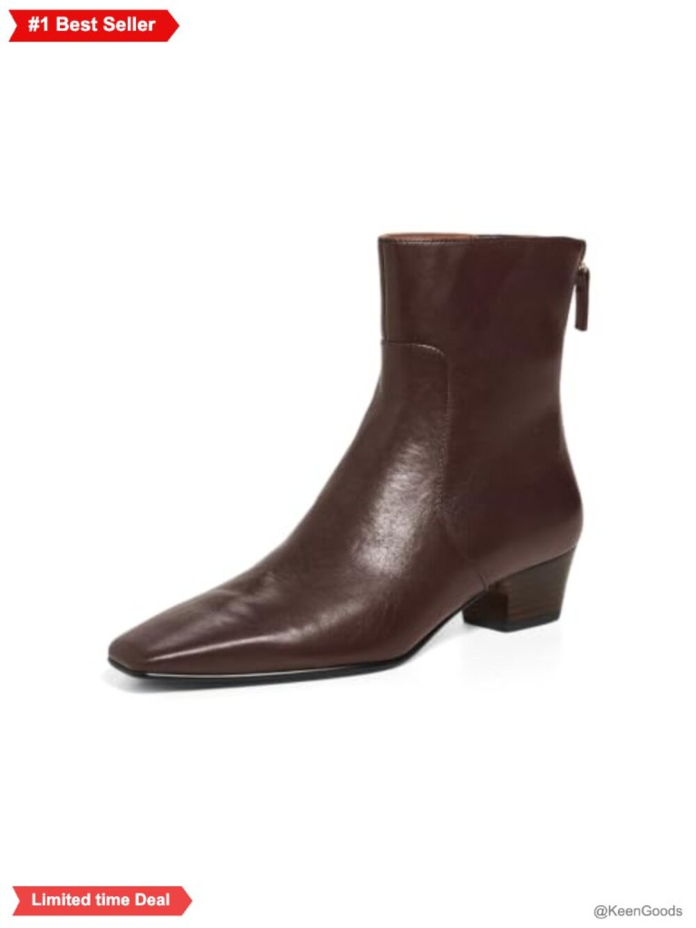 Women's Square Toe Ankle Boots Block Low Heel Back Zipper Booties